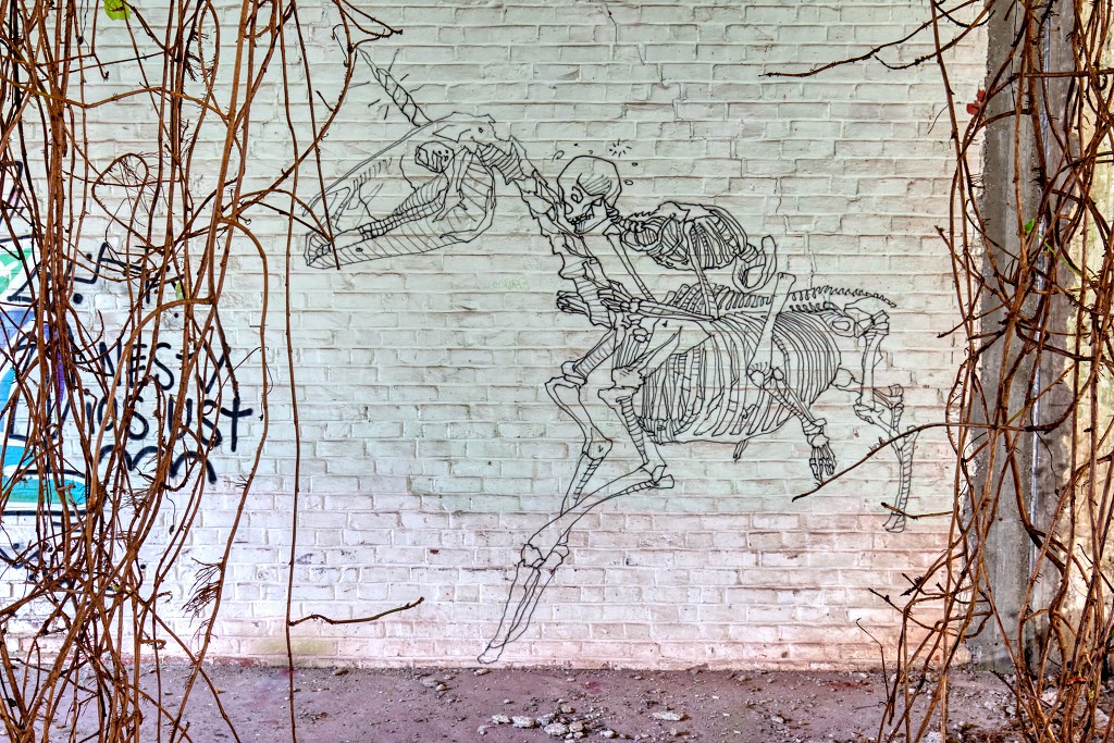 HDR graffiti streetart street-art street art skeleton factory urbex roa klaas van der linden kunst kunstwerk decay verlaten lost place places abandoned